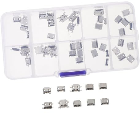SOPOTUTU 50pièces Adaptateurs USB Micro-USB Femelle Broches Lot pour Remplacement De Prises Micro-USB Standard