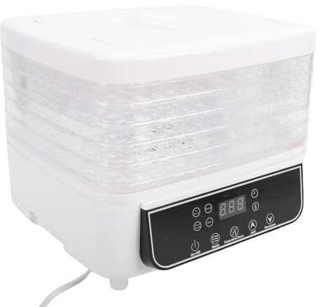 Luocute Deshidratador de Alimentos Digital 160W Control Táctil Temperatura Ajustable, Máquina Deshidratadora de Alimentos Eléctrica de 6 Bandejas para Bocadillos de Carne, Frutas y (Enchufe europeo