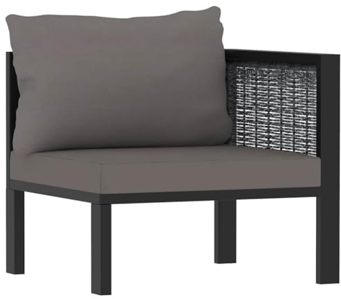 Runheo Poly Rattan Sofa-Eckelement, Linke Armlehne, Anthrazit, wetterfest, modular für Garten & Terrasse, 68x68x64 cm, inklusive Kissen, robuste Outdoor-Möbel für Entspannung