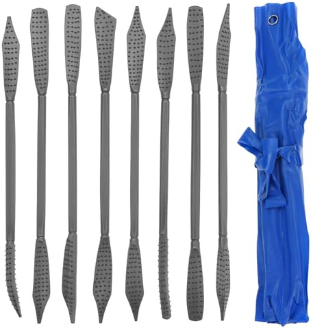 QWORK® 8-delat rivjärn set dubbelsidig raspel för trä och täljsten, exakt handarbete