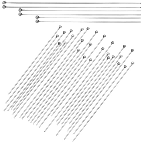 200pcs 7cm Stainless Steel Ball Head Pins for Jewelry Making, Long Silver Jewelry Pins, Eye Pin, Ball Head Pin for Jewelrys Making for Earring Pendant Bracelet Necklace Jewelrys DIY Craft