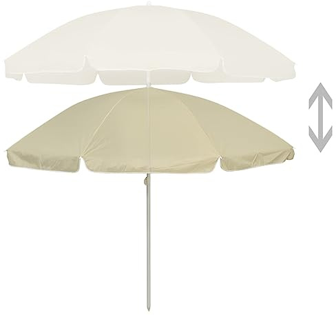 Generico Ombrellone da Spiaggia Bianco 240 cm in Poliestere con Protezione UV, Inclinabile, Palo 28 mm, Altezza 220 cm, Stile Hawaii
