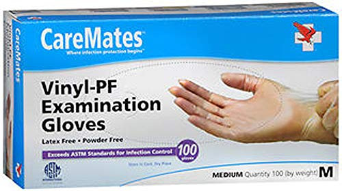 Caremates Caremates Vinyl-Pf Examination Gloves Medium, Medium 100 each