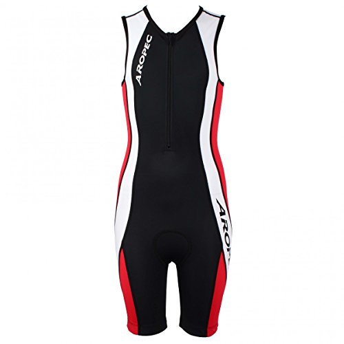 Aropec Traje de triatlón para niño, Traje, Unisex-Kids, Color Negro/Rojo/Blanco, tamaño 10 años