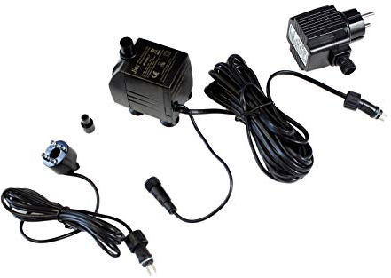 Arnusa Springbrunnenpumpe mit 1x LED Spot Teichpumpe Wasserpumpe Bachlaufpumpe (800 L/H, Warm-Weiß)