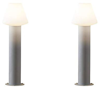 KONSTSMIDE 2er Set Sockelleuchte / Wegeleuchte BARLETTA, Aluminium grau / Acrylglas opal, E27, IP44 7272-302