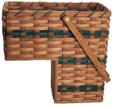 Amish Handmade Step Basket w/Swinging Handle (GREEN)