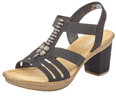Rieker damsandaler, damsandaletter, remsandaler, romerska sandaler, Svart svart 00, 41 EU