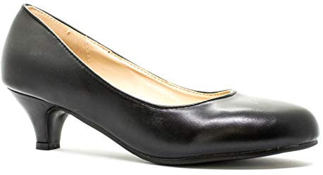 Ladies Womens Low Kitten Heel Work Court Evening Girls Shoes Pumps Size 3-12 (7 UK, Black Suede)