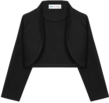 Bolerose Ragazze Manica 3/4 Formale Bambini Bolero (Nero, 5-6 Anni)