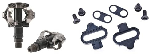 Shimano Pedal EPDM520L, Schwarz & Unisex Sm-sh51 Schuhplatten, Schwarz,Einheitsgröße EU