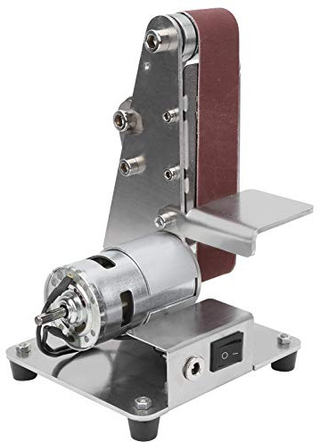 FTVOGUE Electric Belt Sander, 96W DIY Fixed Polishing Grinding Machine with Belts, Burnishing, Speed Control, Power Supply for Turning Plastic, Polishing Wood (UK Plug 110-240V)