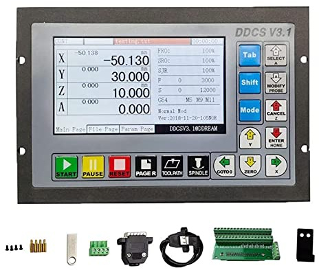 RATTMMOTOR 4 Achsen CNC steuerung System Upgrade DDCS V3.1, PLC CNC Offline Motion Controller-System G Code TFT Bildschirm lesen 24VDC für CNC-Schnitzfräs Drehmaschine