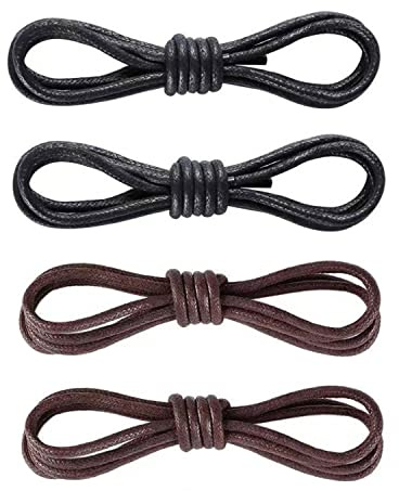 NITAIUN 4 Paia Lacci Tondi Cerati, Lacci per Scarpe da Abito o Scarpe in Pelle, Lunghezza 80 cm, Sostituisci i Lacci Delle Scarpe, Adatto per Scarpe da Uomo e Da donna Casual Business (Nero+Marrone)