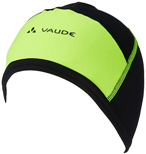 VAUDE Bike Cap, warme Helm- Unterziehmütz, Winddicht & atmungsaktiv, wasserabweisend & schnelltrocknend, neon Yellow Uni, S