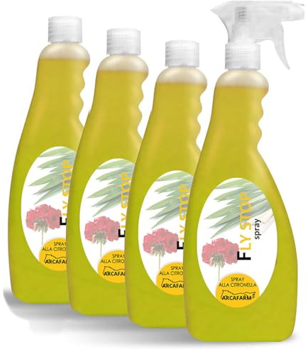 4 Pezzi Spray Repellente Naturale per Cavalli al Geranio Citronella e Olio di Neem 750 ml Fly Stop, anti Punture Insetti Volanti Striscianti Mosche Zanzare, Tripla Azione