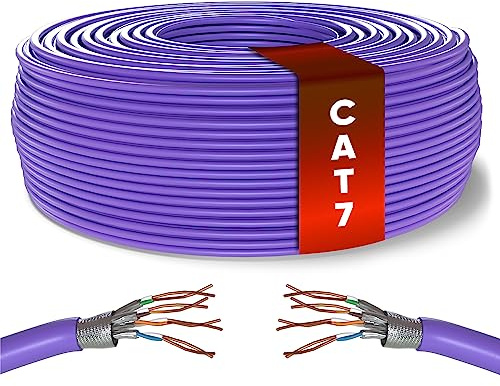 Mr. Tronic Cat 7 Ethernet Kabel 25m, 100% Kupfer Hochgeschwindigkeits Ethernet Kabel, Innenbereich Bulk LAN Netzwerkkabel ohne RJ45 Stecker | 28AWG, SFTP geschirmtes Internetkabel (25 Meter, Violett)