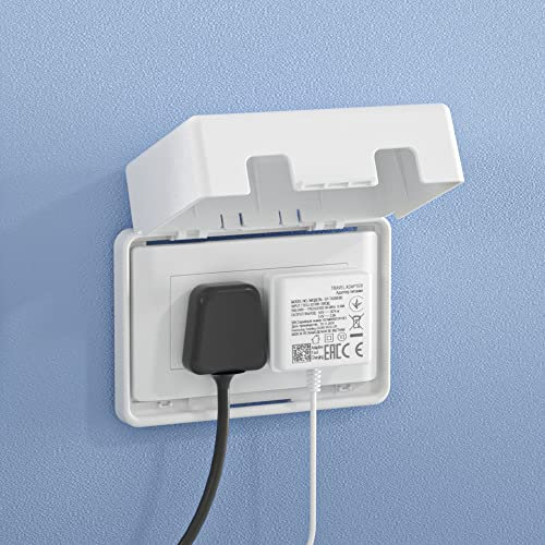 SAFELON 1 PC UK Socket Cover Box for Baby Safety, Childproof Electrical Outlet & Plug Cover Box with Waterproof Splashes, Switch Protector Cover for Home Safety (Double, White)