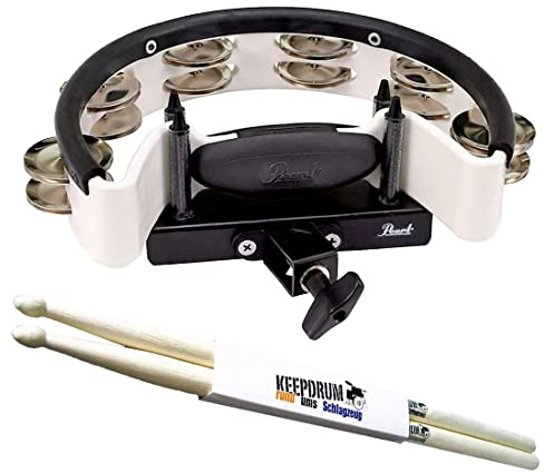 Pearl PTM-10SHX Quickmount Tamburin mit Halterung + keepdrum Drumsticks