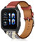 LanQii 20mm Cuir Bracelet pour Garmin Approach S50/S44 / Vivoactive 6/5/3/Forerunner 165/165 Music, Bracelet de Remplacement Cuir Femme Homme pour Garmin Venu Sq 2/Sq 2 Music/Venu 2 Plus (Rouge/Gris)