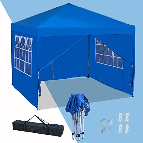 Mingone Faltbarer Pavillon 3x3m Wasserdicht Stabil Winterfest - Pop Up Garten Zeltpavillon für Party Grill UV Schutz 50+, Blau
