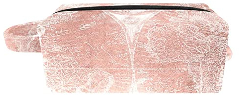 Schminktasche mit Reißverschluss Reisekosmetiktasche Schminktasche,Roségold rosa Karte,Kosmetik Organizer für Frauen