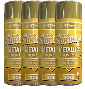 PNJB Metallic Gold Spray Paint (200ml) - Multipurpose Use Spray For Metal, Wooden Furniture, Interior & Exterior Decoration, Go-To Solution, Long-Lasting, Shimmering Finish (4)