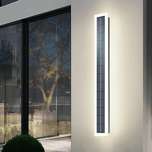 ANKBOY Solar Wandleuchte Aussen 60cm LED Solarlampen für Außen Wand 10W Solarbetrieben Kabellos Lange Außenwandleuchten Wasserdichte Acryl Wandlampe mit Druckknopf Schalter, Warmweiß Lampe