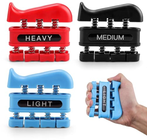 DEANKEJI Grip Trainer 3-Piece Set - Adjustable Finger Strengthener for Improving Finger Hand and Forearm Flexibility and Strength - Grip Strength for Bodybuilders, Musicians, Hand Recovery Training