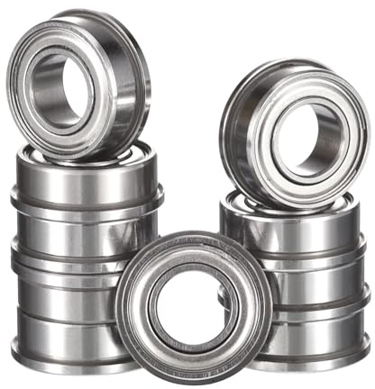 HiPicco FR168ZZ Flanged Ball Bearing, ID 1/4 x OD 3/8 x Width 1/8 Miniature Bearings, Double Metal Shielded Deep Groove Bearings, Pre-Lubricated (GCr15) Chrome Steel 10pcs