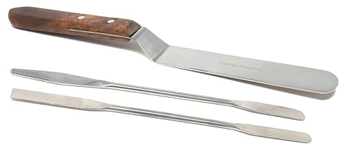 A2Z Scilab 3pc Offset Spatula Caulk Finishing Tool Grout Sealant Caulking Applicator Stainless Steel Smoothing Scraper Spatula Spreader for Ceramic Tiles, Baseboards, Kitchens, Bathrooms, Skirting