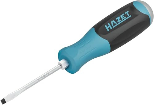 HAZET Schraubendreher 811S-45, Schlitz Profil, SW 0,8 x 4,5 mm, Rundklinge | Abtrieb Schlitz Profil, Klinge mattverchromt, Spitze brüniert, Antriebs-Sechskant 8 mm, Länge l1 75 mm, Länge l2 175 mm, 92 g