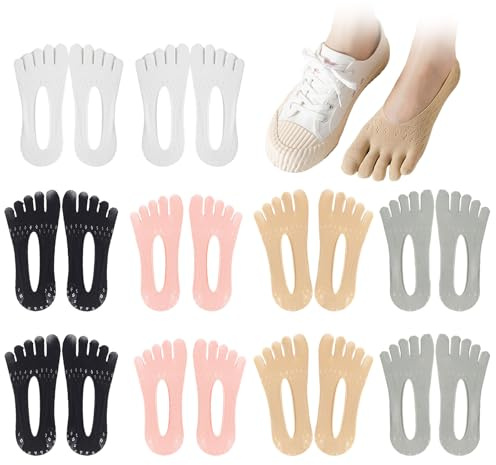 UILYNIU 10 Pares Calcetines de Dedo para Mujer, Antideslizante Ortopédicos de Cinco Dedos Mujer Cinco Dedos Calcetines de Deporte Invisibles (Multicolor)