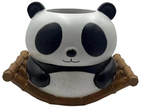 Linda Maceta, Lindas macetas, Macetero suculento Panda tambaleante de Resina, Macetas para Plantas de Interior y Exterior pintadas a Mano con Orificios de Drenaje para Flores de Cactus suculentas