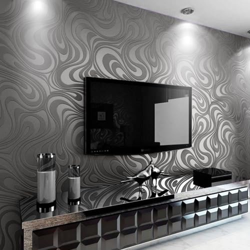 Baketron Silver Grey Vintage Abstract Galaxy Embossed Wallpaper for Living Room Bedroom Colourful Gothic Mural Wall Paper Roll Modern Geometric Glitter Textured Wallpaper Hallway Feature Wall