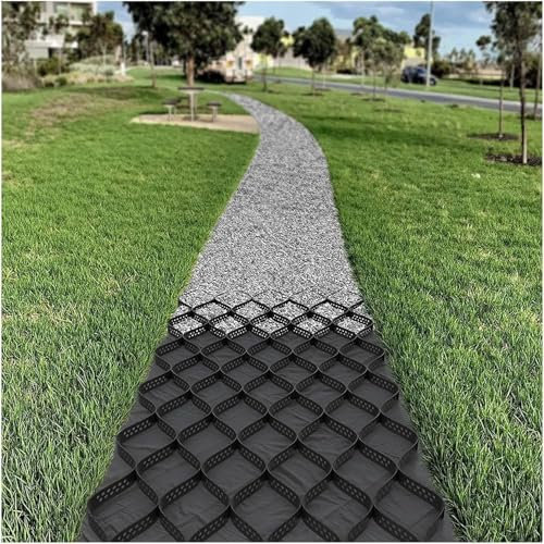ROBAUN Garden Retaining Wall Grid 2 Dickes Kies-Bodengitter zur Stabilisierung, Einfahrts-Stabilisierungsgitter, Bodengitter for die Landschaftsgestaltung von Parkplätzen und Gärten(2x8m/6.5x26ft)