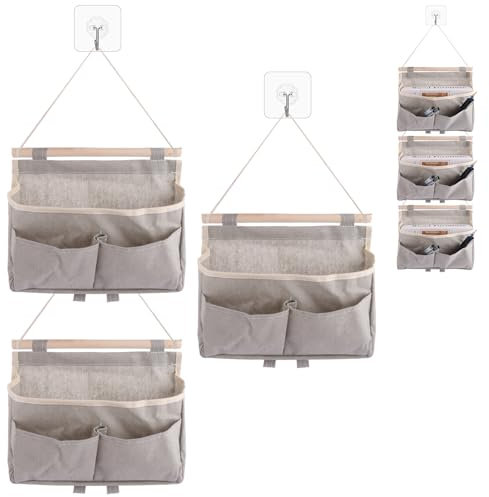 ASelected 3 PCS Wall Organiser Hanging Hanging Organiser with 3 Hooks Foldable Organiser Hanging Storage with 3 Compartments for Home Office Dormitory Bathroom