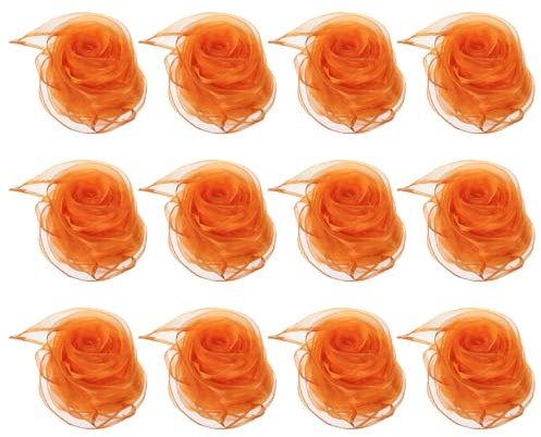 PATIKIL Jongliertücher, Chiffontücher für Tanzen 12 Stück Bunte Tücher 45x45cm Quadratische Seidentücher für Spiel Magie Musik Tanzen Party Aktivitäten Zubehör Dekoration, Orange