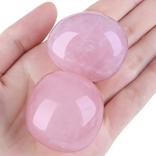 SAHOOTTIE Rose Quartz Crystal 1.6-1.8 Rose Quartz Gemstones Healing Crystal Rose Quartz Polished Gemstone Tumbled Stone Rose Quartz Pocket Stone for Crystal Lovers Beginners Collectors 1pc