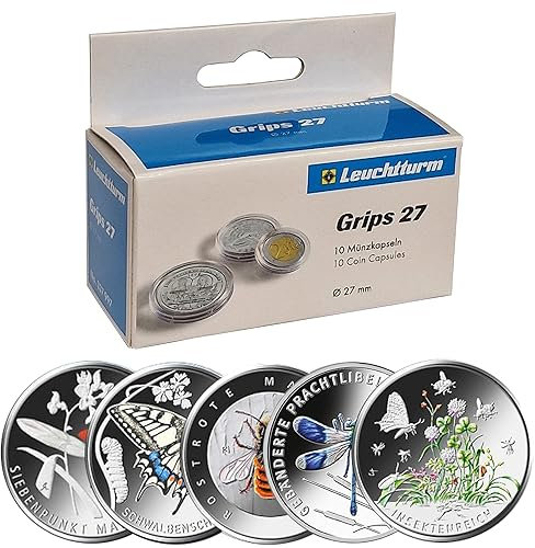 Münzkapseln für 5 Euro Münze Deutschland 2022 Insektenreich - Wunderwelt Insekten - Leuchtturm 10er Pack