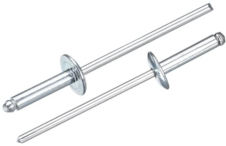 sourcing map 50Pcs 1/8x1/2 Large Flange Head Blind Rivets, Zinc-Plated Carbon Steel Grip and Mandrel Cap Blind Rivets, Silver