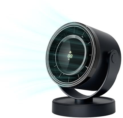 Spacelumen Desk Fan with Battery Operated, Quiet Display Portable Fan for Office, Bedroom, Kitchen, Home, Outdoor, Travel Camping, Dark Blue