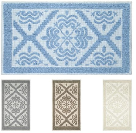 OLIVO.shop | Alfombra sarda de algodón reciclado, alfombra sardeña, alfombra sarda para baño, cocina, salón, alfombras sardas (azul, 45 x 75 cm)