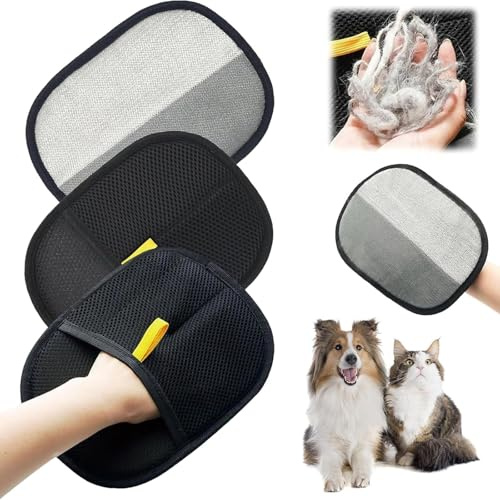 3 Stück Fell Magnet Handschuhs, Pet Hair Remover Handschuhe, Handschuh Katzenhaare Entfernen, Tierhaar Handschuh Für Glattes Und Gesundes Fell, Hochwertige Samt Und Netz Materialien