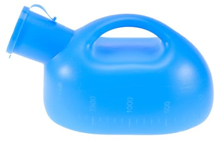 Orinatoio Portatile Uomo 2000ml Blu in Pe con Copertura | 1 Pezzo, Beccuccio Trapezoidale e Imbuto Inclusi, Forma Coricata con Base Stabile Colore Casuale