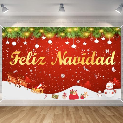 Seutgjie Pancarta Feliz Navidad Merry Christmas Decoracion 180 * 110cm Decoración para Fiesta de Navidad Especial