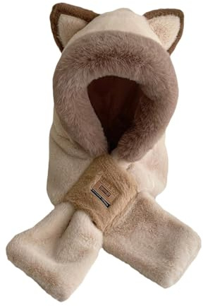 Amagogo Écharpe à capuche pour femme Écharpe confortable pour le cou Chapeau épais et chaud Adorable chapeau en peluche avec animaux