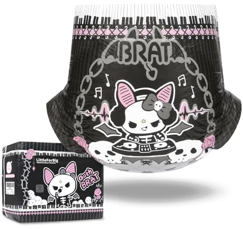 LittleForBig Ultra Absorberande 7 000 ml vuxen tryckt blöja 10 delar - Goth Brat (XL)