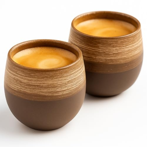 Maxito Espressotassen aus Steingut mit 80 ml als 2er Set für Kaffeeliebhaber - Espresso & Kaffeetassen - Geschenke für Männer - Coffee