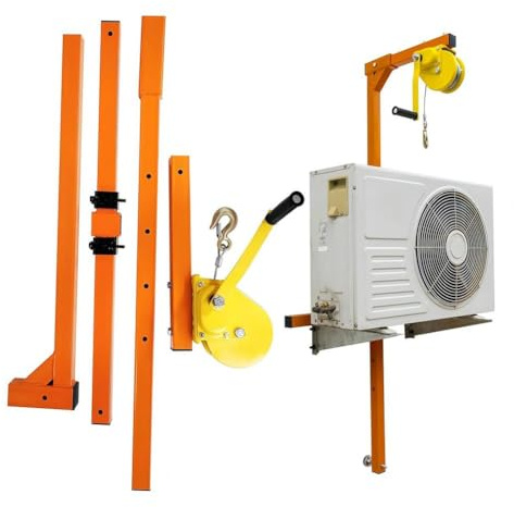 SnamicE Grúa elevadora Manual para Aire Acondicionado con Capacidad de 204 kg (450 lbs) - Herramienta para facilitar la instalación de Unidades de Aire Acondicionado,Orange-25m